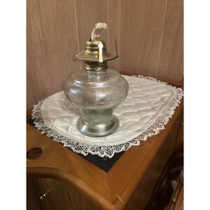 Vintage Iridescent Clear Glass 6" Oil Lamp No‎ Chimney
